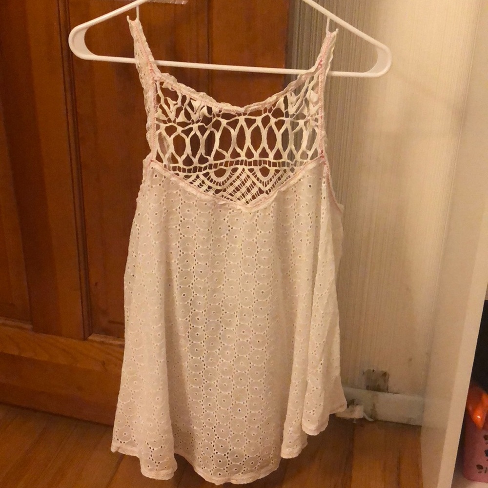 NWT Free People white eyelet tank top